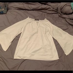 White cold shoulder top